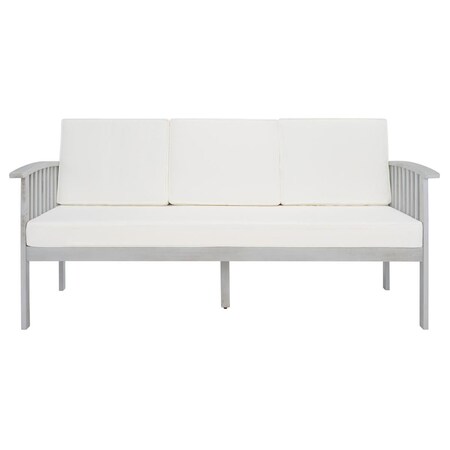 Safavieh Finnick Outdoor Bench, Grey Wood & Beige Cushion PAT7303B